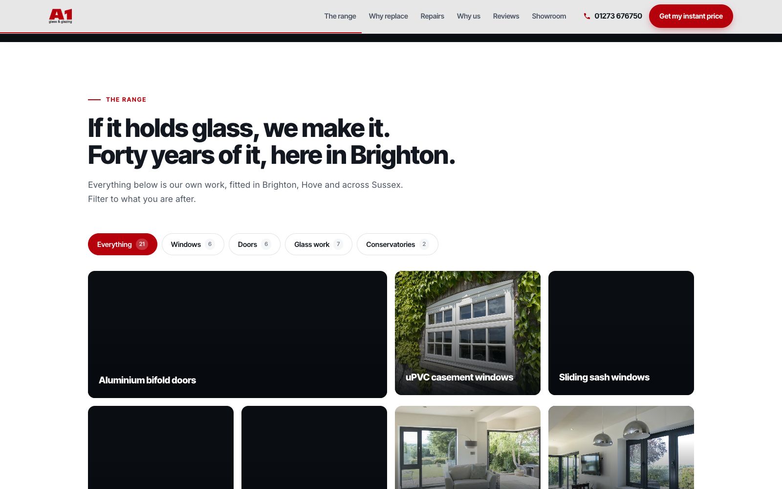 A1 Glass & Glazing The range page