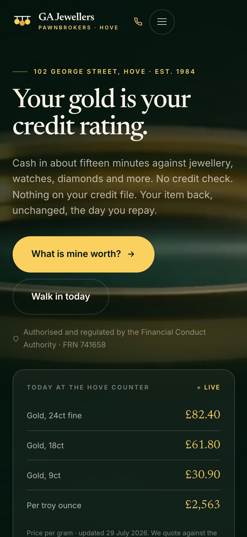 GA Jewellers on mobile