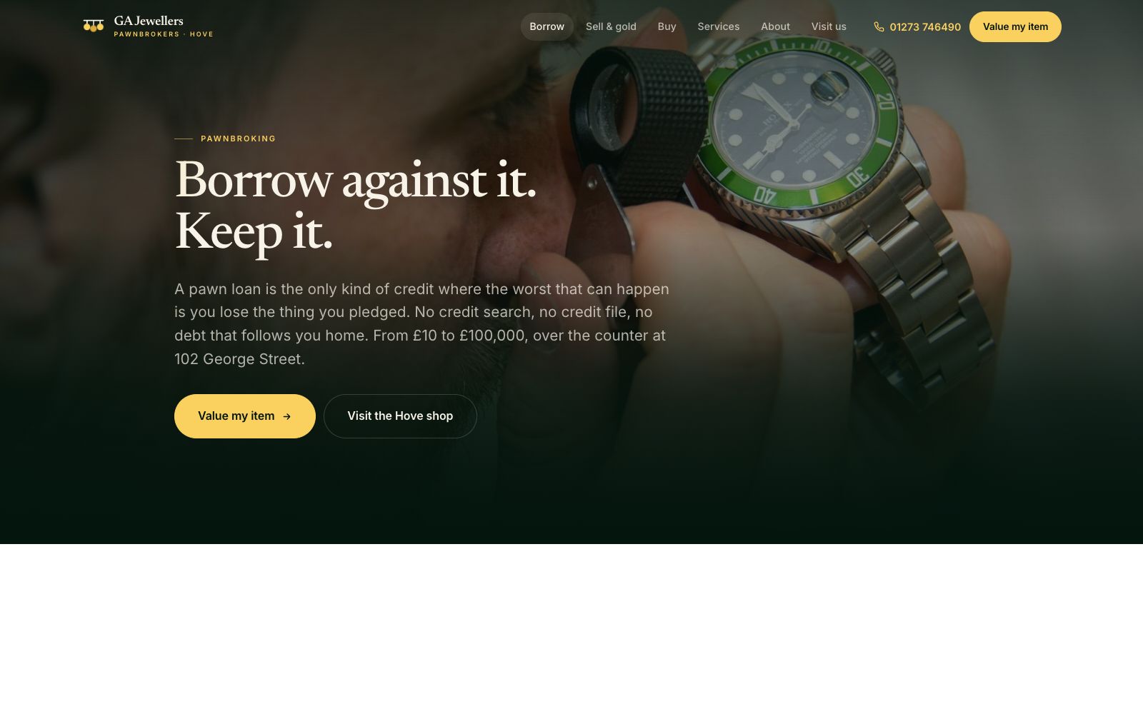 GA Jewellers Borrowing page