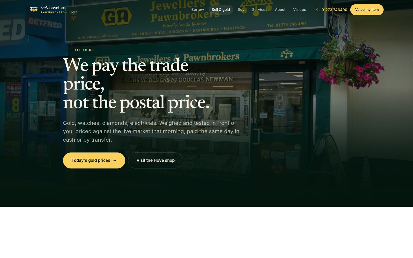 GA Jewellers Selling gold page